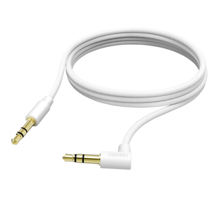 Hama Aux Cable, 3,5 mm - 3,5 mm, 90° angled plug, 1 m, white - Laidas Prekė - 00201529 00201529