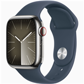 Išmanusis laikrodis Apple Watch Series 9 GPS + Cellular, 41 mm, Sport Band, S/M, silver stainless steel / storm blue Prekė - MRJ23ET/A