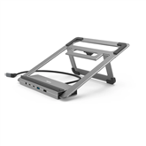 Nešiojamo kompiuterio stovas/šakotuvas Hama Connect2Office Stand, USB-C dock, 12 ports, 100 W, gray Prekė - 00200139