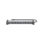 Šakotuvas Hama Connect2Office Basic, USB-C Hub, 9 ports, 100 W, gray Prekė - 00200145