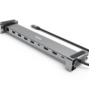 Hama Connect2Office Basic, USB-C Hub, 9 ports, 100 W, gray - Notebook dock
