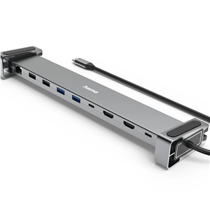 Šakotuvas Hama Connect2Office Basic, USB-C Hub, 9 ports, 100 W, gray Prekė - 00200145