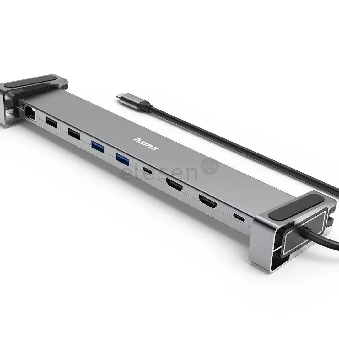 Hama Connect2Office Basic, USB-C Hub, 9 ports, 100 W, gray - Notebook dock
