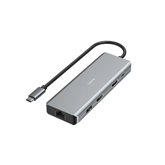 Šakotuvas Hama CONNECT2Media, USB-C Hub, 9 ports, 100 W, gray Prekė - 00200142