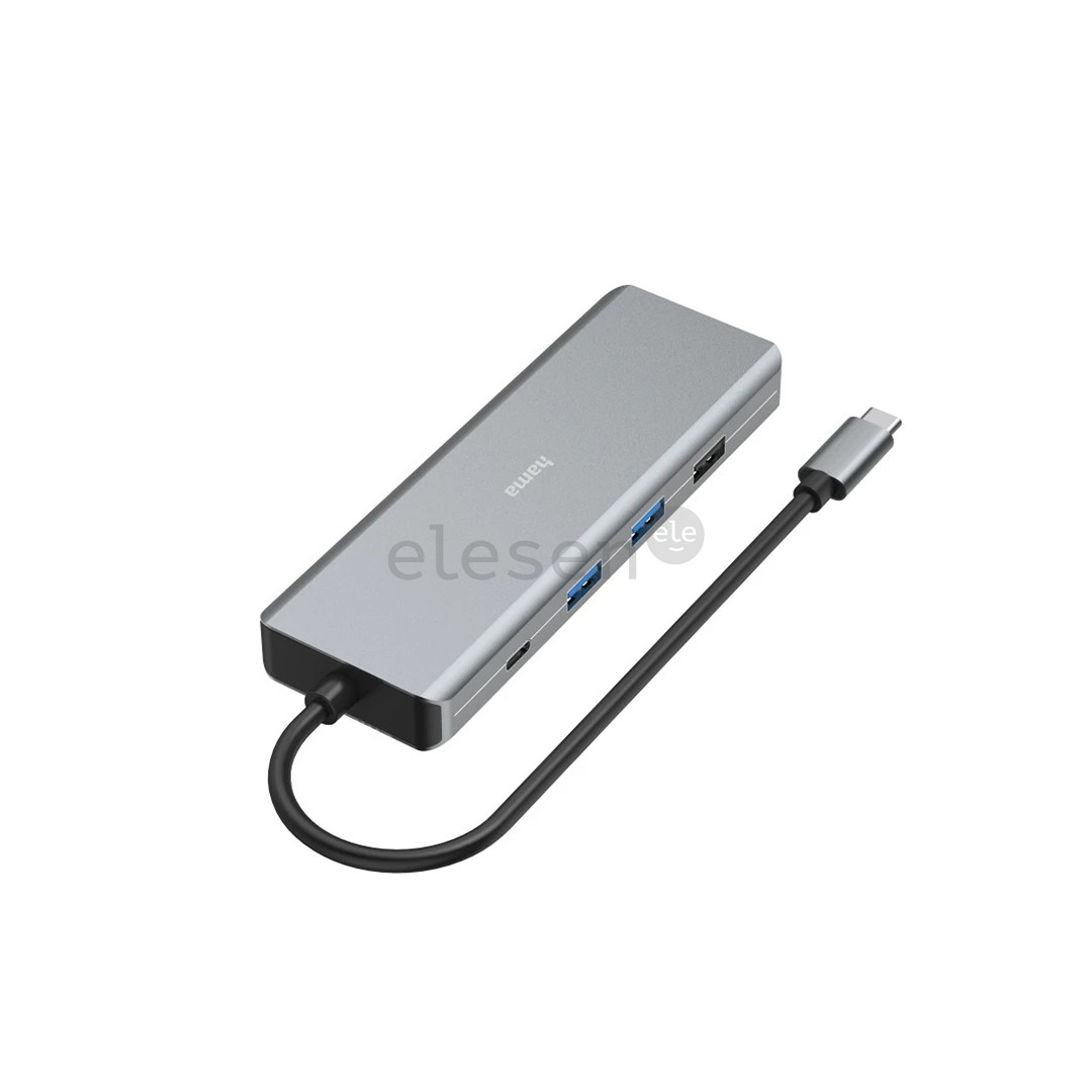 Hama CONNECT2Media, USB-C Hub, 9 ports, 100 W, gray - Notebook dock