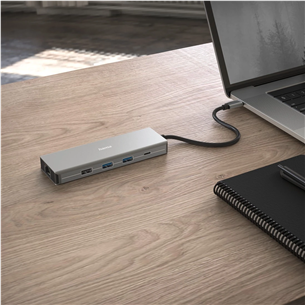 Šakotuvas Hama CONNECT2Media, USB-C Hub, 9 ports, 100 W, gray Prekė - 00200142