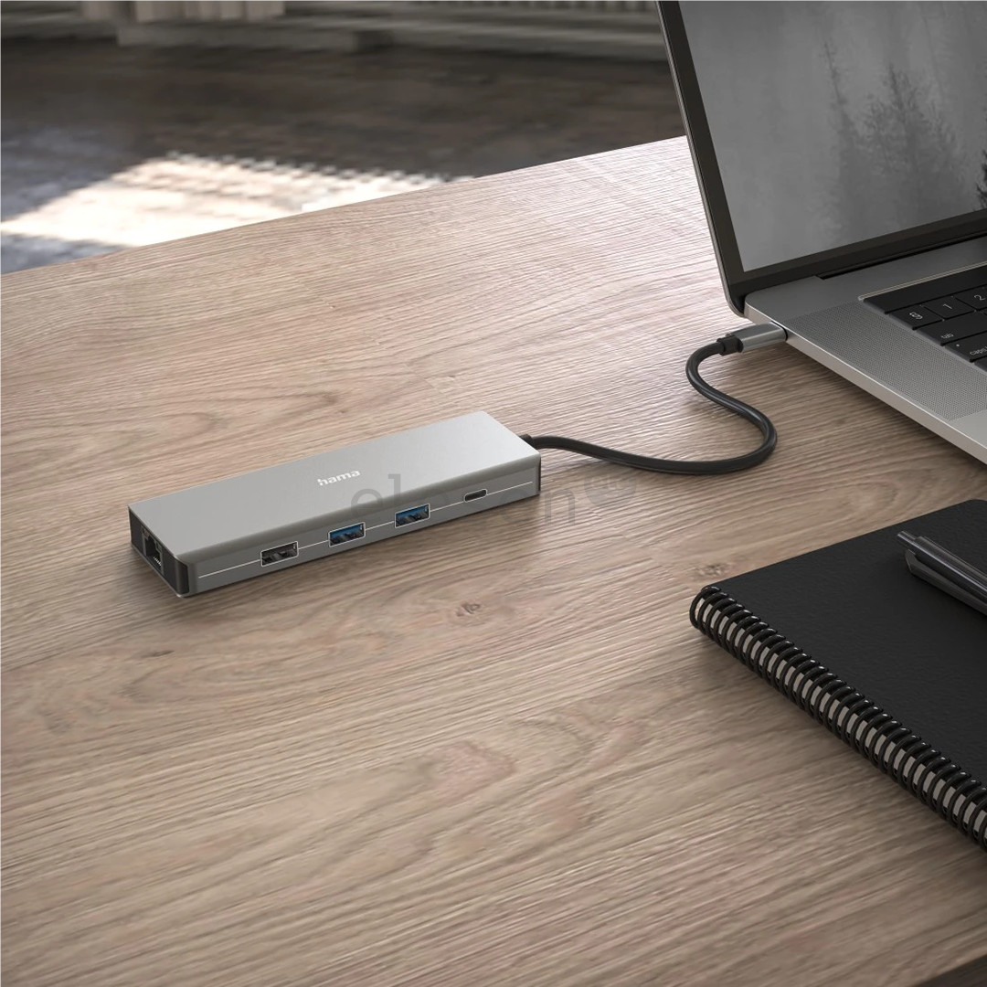 Hama CONNECT2Media, USB-C Hub, 9 ports, 100 W, gray - Notebook dock