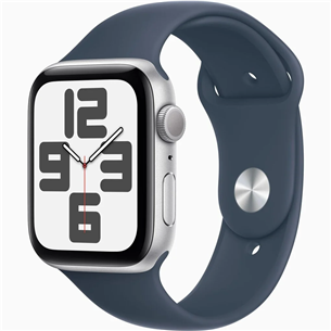 Apple Watch SE 2, GPS, Sport Band, 44 mm, S/M, silver/blue - Išmanusis laikrodis MREC3ET/A