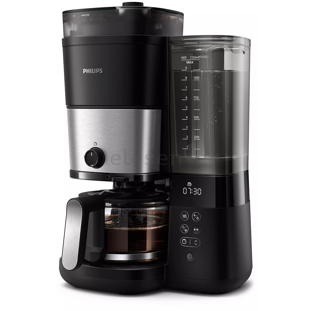 Philips All-in-1 Brew, built-in grinder, 1,25 L, juodas - Kavos virimo aparatas