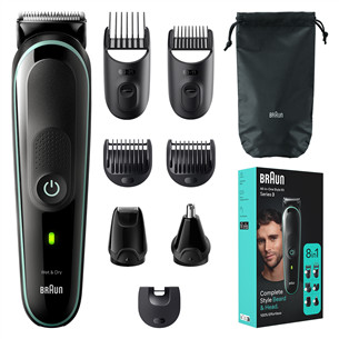 Braun Series 3, Wet & Dry, 8-in-1, juoda/žalia - Plaukų kirpimo mašinėlė