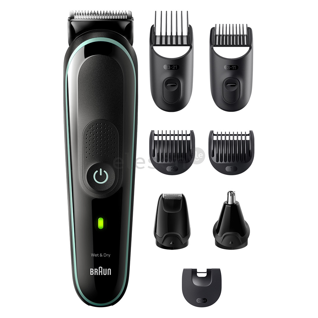 Braun Series 3, Wet & Dry, 8-in-1, juoda/žalia - Plaukų kirpimo mašinėlė