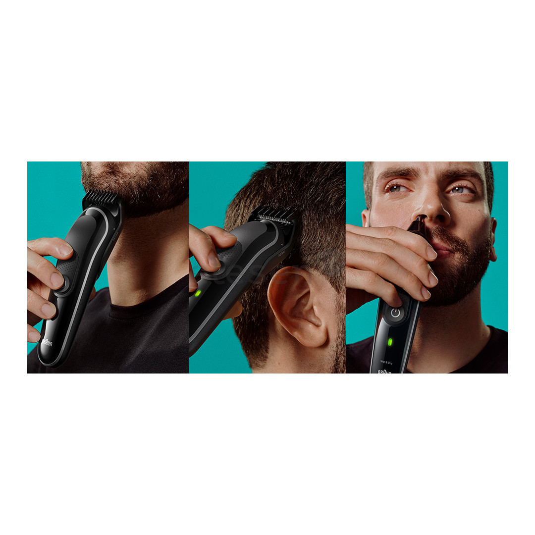 Braun Series 3, Wet & Dry, 8-in-1, juoda/žalia - Plaukų kirpimo mašinėlė