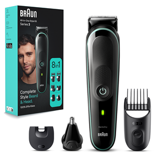 Skustuvas Braun Series 3, Wet & Dry, 8-in-1, black/green Prekė - MGK3441
