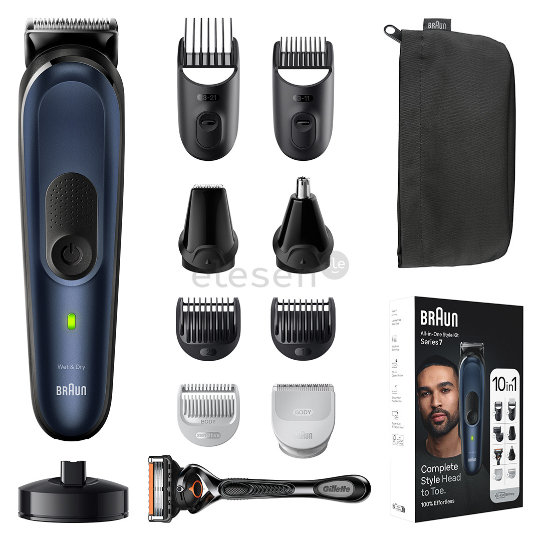 Braun Series 7, 10 в 1, Wet & Dry, синий - Мультитриммеp