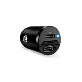 Automobilinis įkroviklis Puro Mini Car Charger, 2x USB-C, 30W, black Prekė - FCMCHUSBCC30WBLK