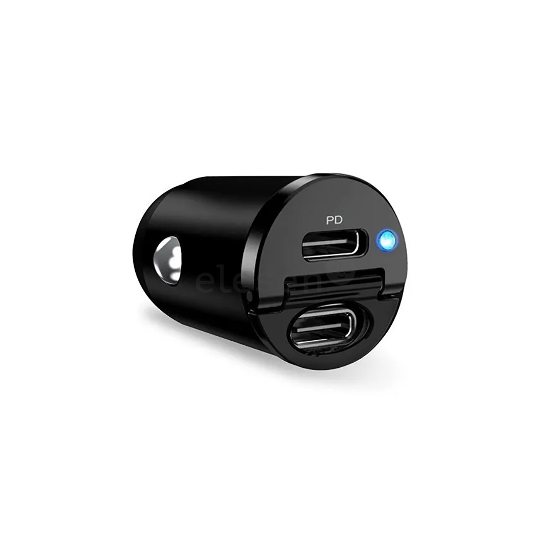 Puro Mini Car Charger, 2x USB-C, 30W, juodas - Automobilinis įkroviklis