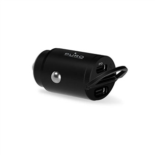 Puro Mini Car Charger, 2x USB-C, 30W, juodas - Automobilinis įkroviklis