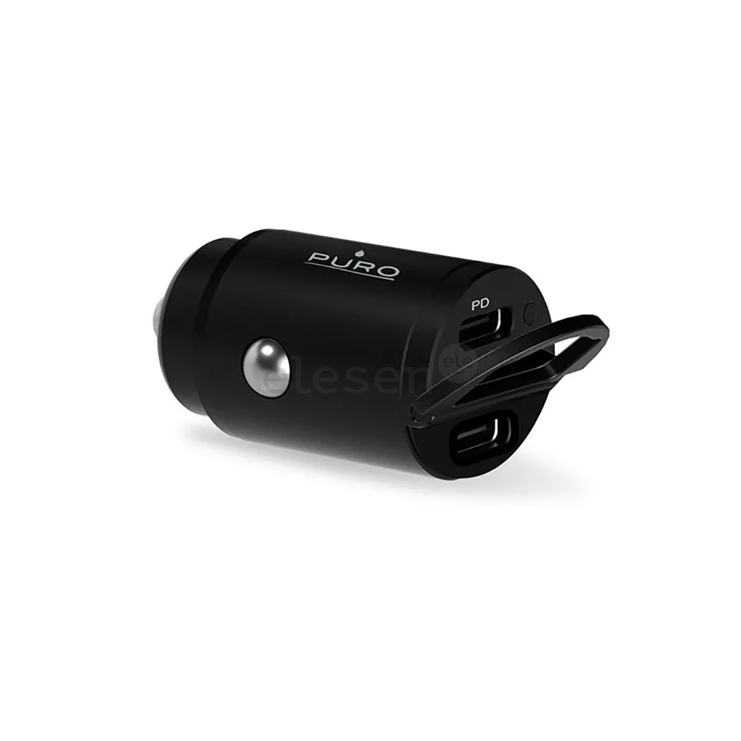 Puro Mini Car Charger, 2x USB-C, 30W, juodas - Automobilinis įkroviklis