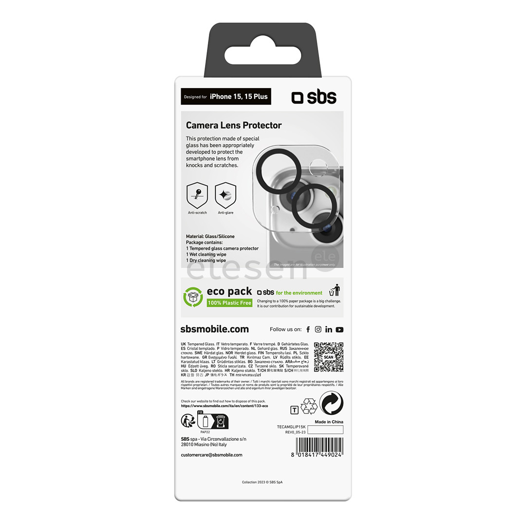 SBS Camera Lens Protector, iPhone 15/15 Plus - Kameros apsauga Prekė - TECAMGLIP15K