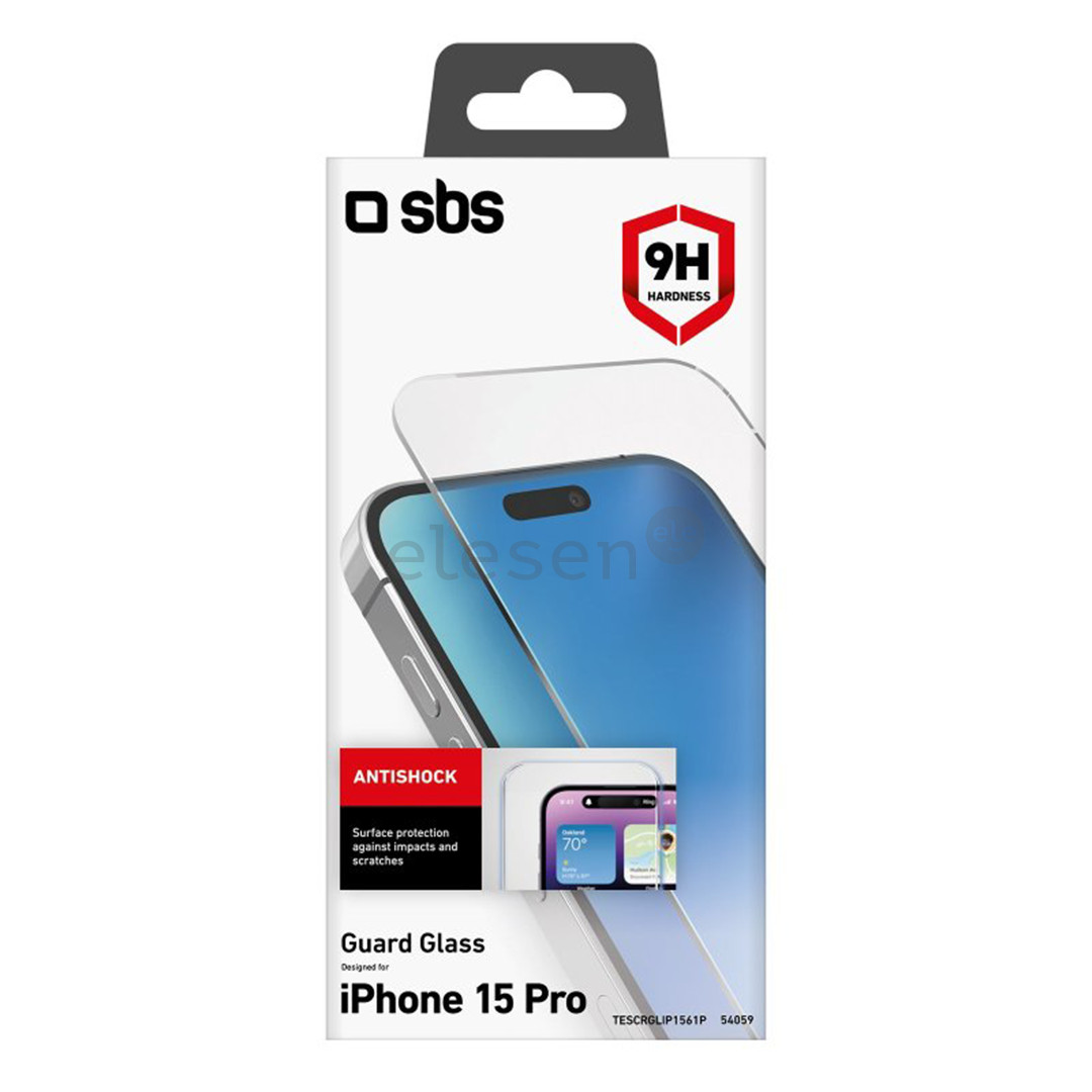 SBS Glass Screen Protector, iPhone 15 Pro, прозрачный - Защита для экрана