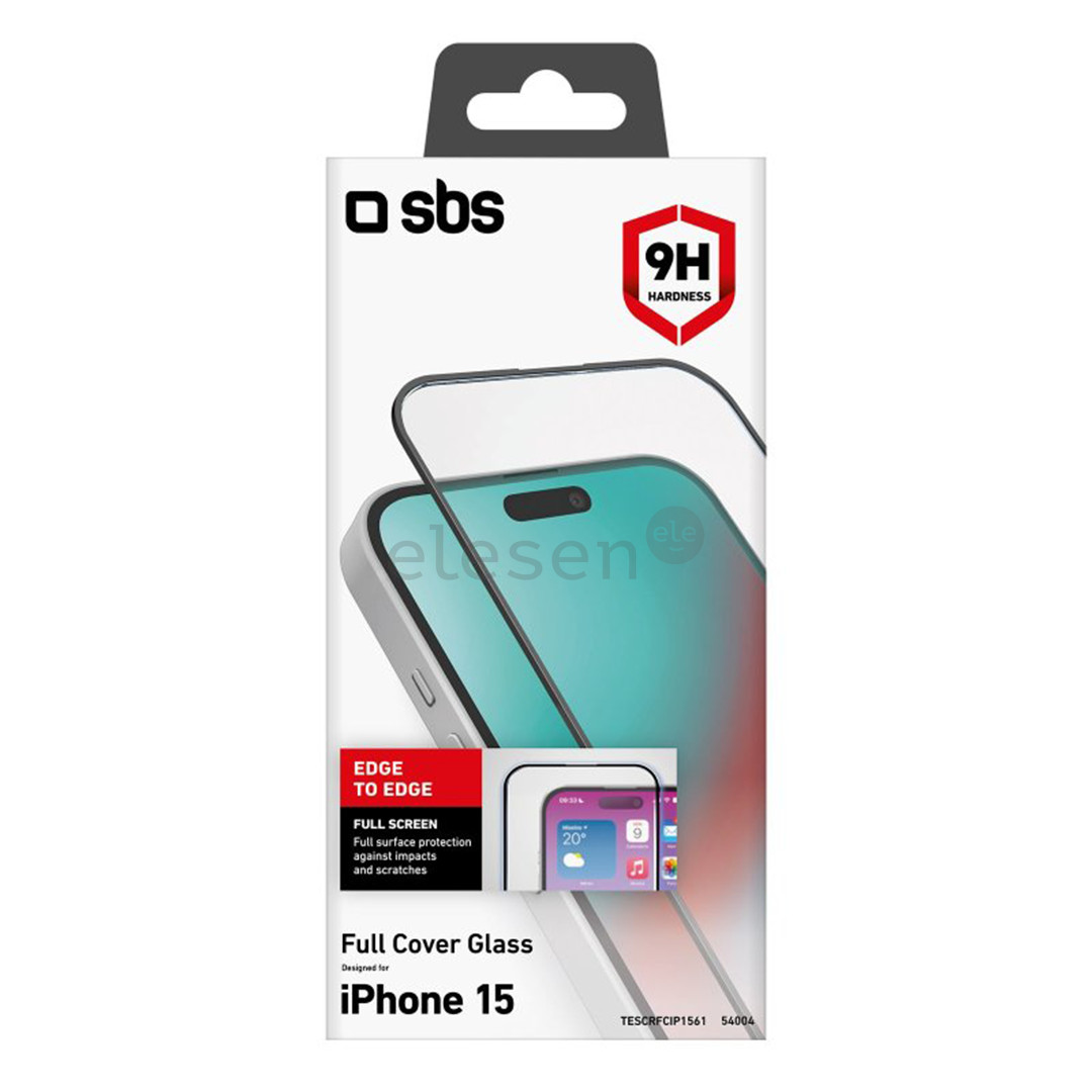 SBS Full Cover Glass Screen Protector, iPhone 15, прозрачный - Защита для экрана