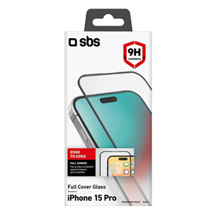 Ekrano apsauga SBS Full Cover Glass Screen Protector, iPhone 15 Pro, transparent Prekė - TESCRFCIP1561P