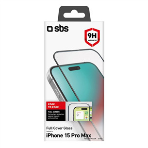 Ekrano apsauga SBS Full Cover Glass Screen Protector, iPhone 15 Pro Max, transparent Prekė - TESCRFCIP1567P