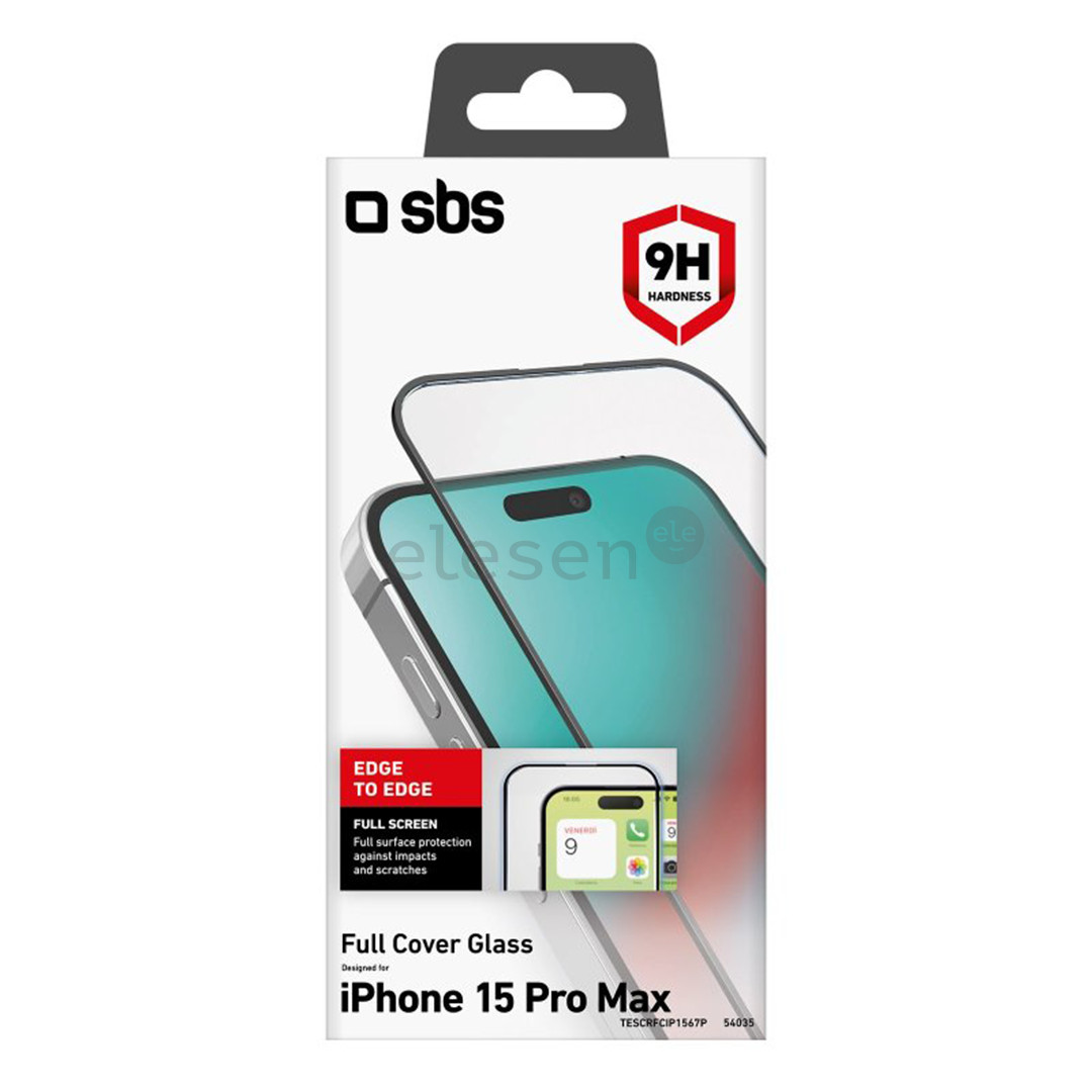 Ekrano apsauga SBS Full Cover Glass Screen Protector, iPhone 15 Pro Max, transparent Prekė - TESCRFCIP1567P