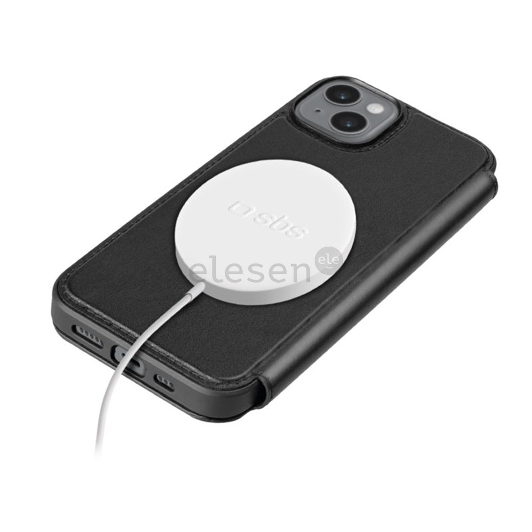 SBS Wallet Mag Case, iPhone 15 Plus, black - Wallet Cover Item - TEBKMAGSFIP1567K