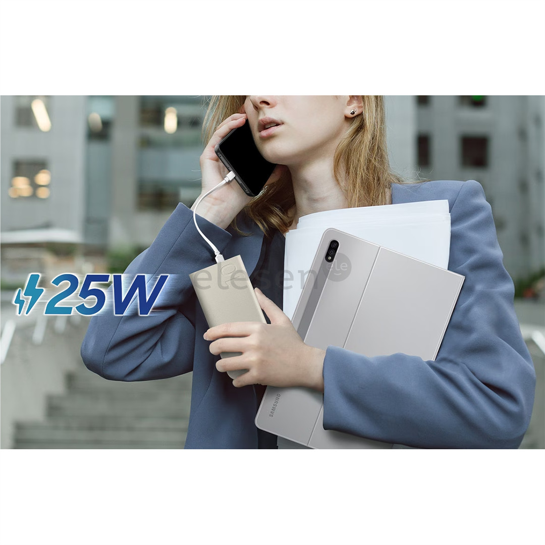 Išorinė baterija Samsung Battery Pack, 10 000 mAh, 25 W, 2x USB-C, beige Prekė - EB-P3400XUEGEU