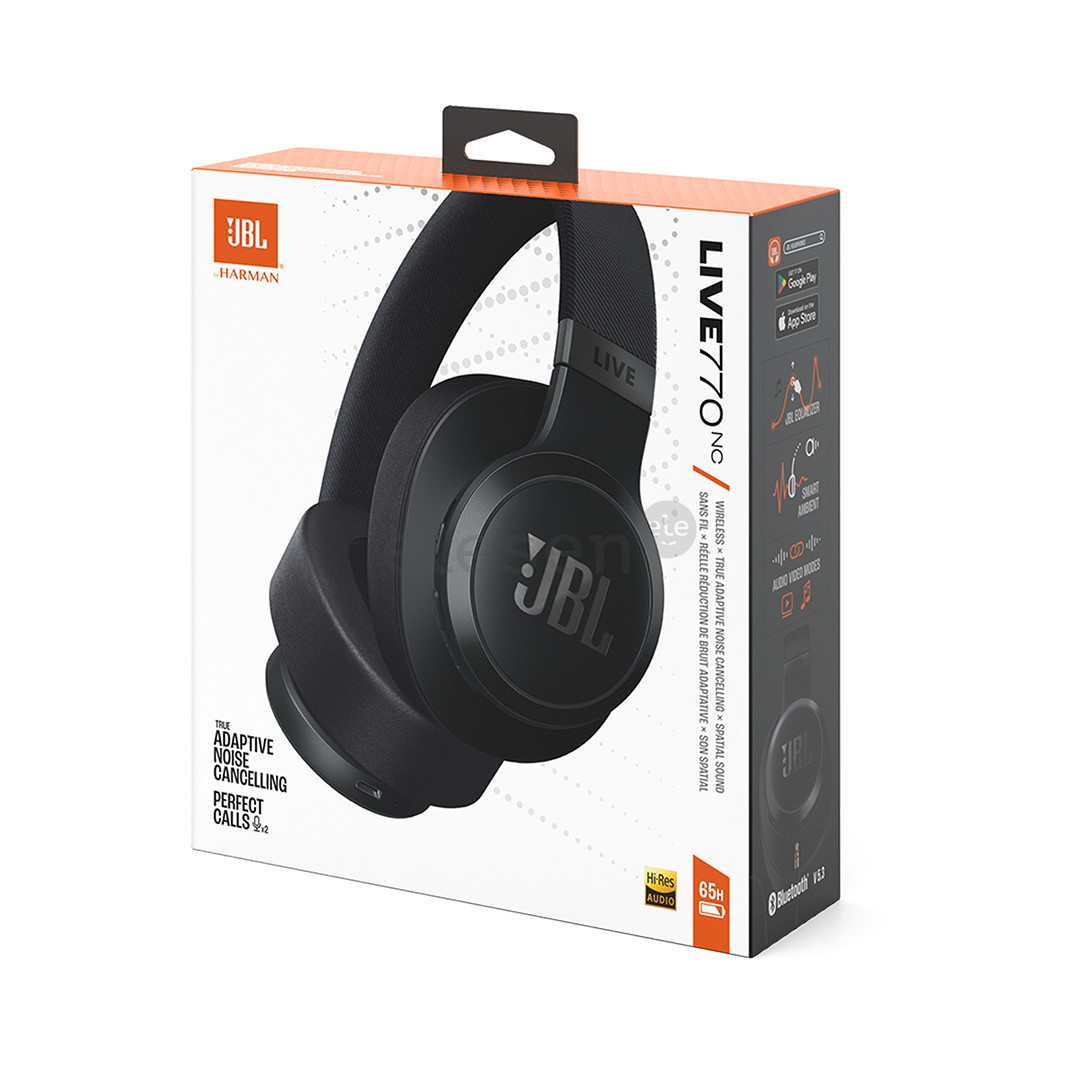 JBL Live 770NC, адаптивное шумоподавление, черный - Полноразмерные беспроводные наушники
