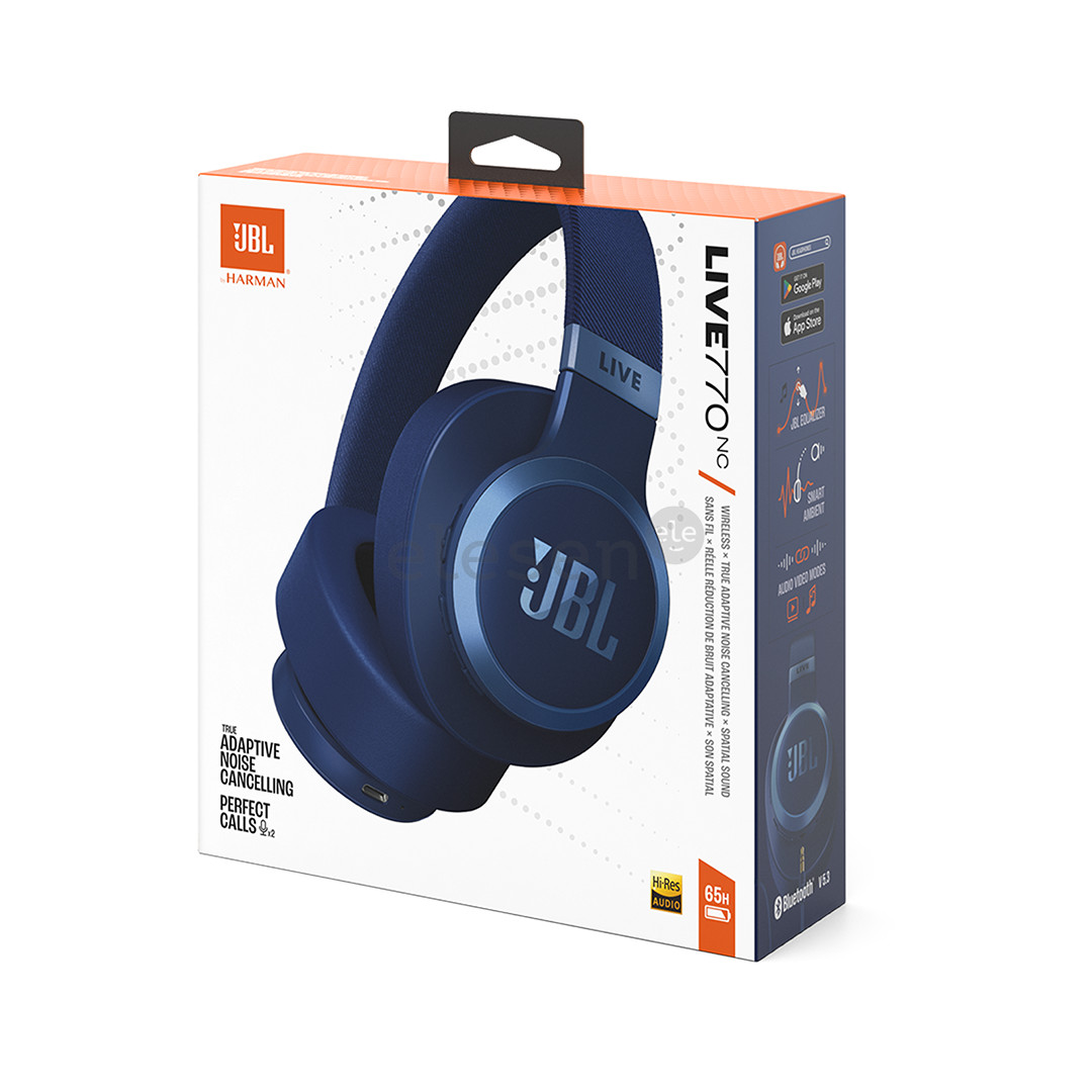 JBL Live 770NC, адаптивное шумоподавление, синий - Полноразмерные беспроводные наушники