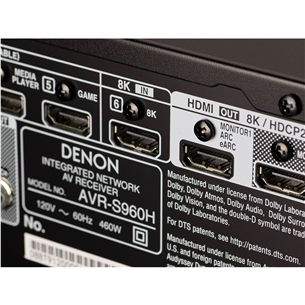 Namų kino stiprintuvas Denon AVR-S960H, 7.2-channels, 8K, HEOS