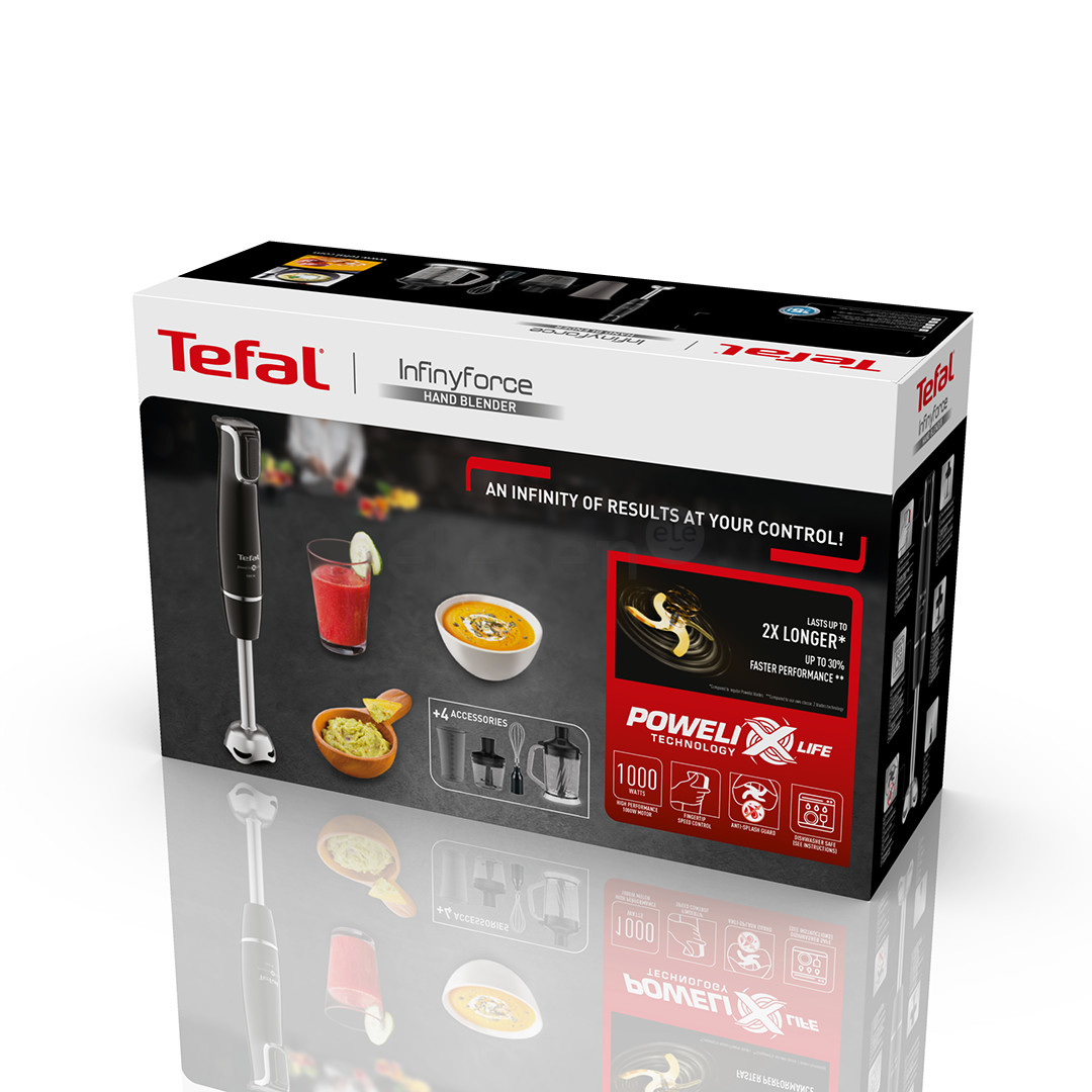 Tefal Infiny Force, 1000 W, black - Hand blender + XL Chopper blender accessory