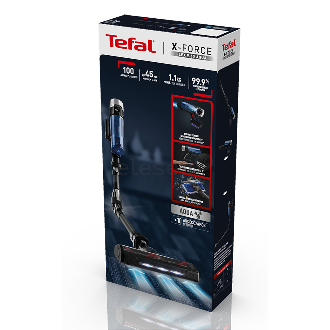 Tefal XForce Flex 9.60 Aqua, juodas - Belaidis dulkių siurblys