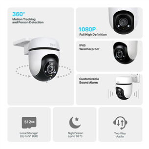 TP-Link Tapo C500, 1080p, 360°, WiFi, balta/juoda - Lauko kamera