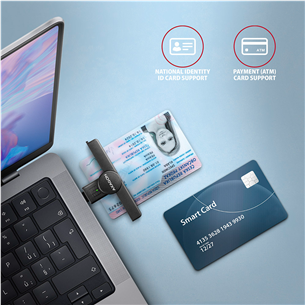 ID kortelių skaitytuvas AXAGON Item - CRE-SMPC, USB-C, black