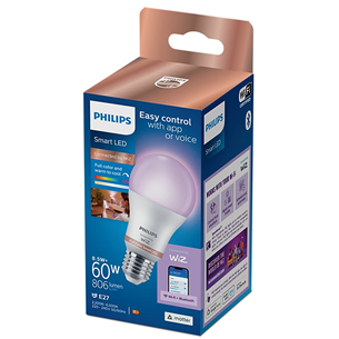 Išmanioji lemputė Philips WiZ LED Smart Bulb, 60 W, E27, RGB Prekė - 929003601021