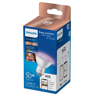 Philips WiZ LED Smart Bulb, 50 W, GU10, RGB - Smart light Item - 929002448421
