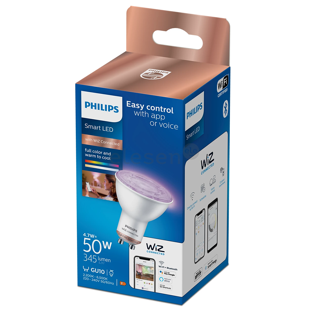 Philips WiZ LED Smart Bulb, 50 W, GU10, RGB - Smart light Item - 929002448421
