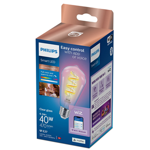 Išmanioji lemputė Philips WiZ LED Smart Bulb, 40 W, E27, RGB Prekė - 929003267321
