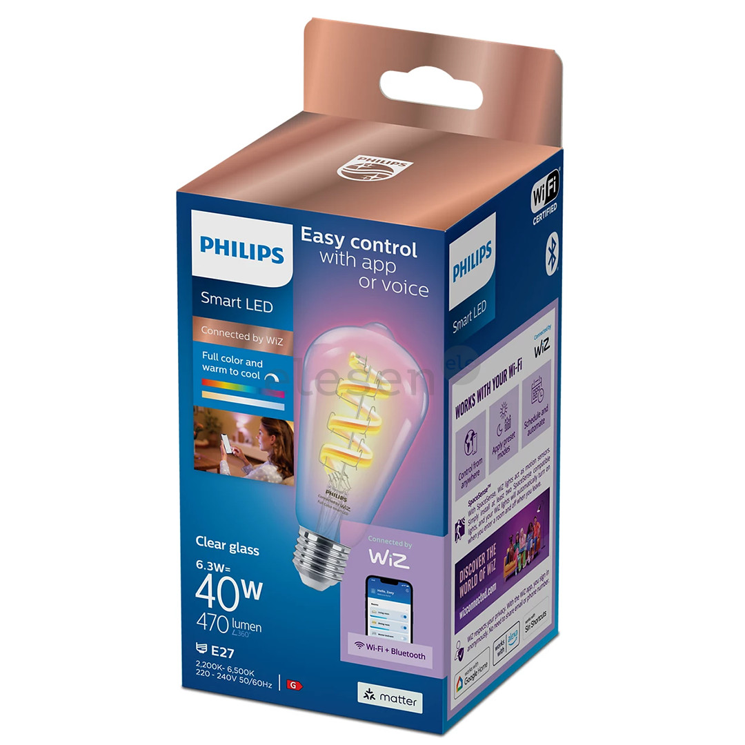 Philips WiZ LED Smart Bulb, 40 W, E27, RGB - Smart light Item - 929003267321