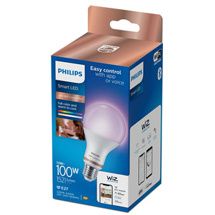Philips WiZ LED Smart Bulb, 100 Вт, E27, RGB - Умная лампа Товар - 929002449721