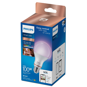 Išmanioji lemputė Philips WiZ LED Smart Bulb, 100 W, E27, RGB Prekė - 929002449721