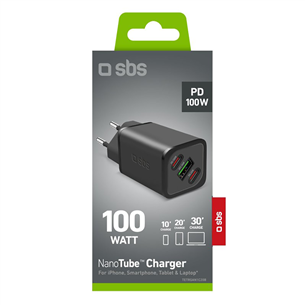 SBS GaN Charger with Power Delivery, 100 W, black - Power adapter Item - TETRGANUSB2CPD100W