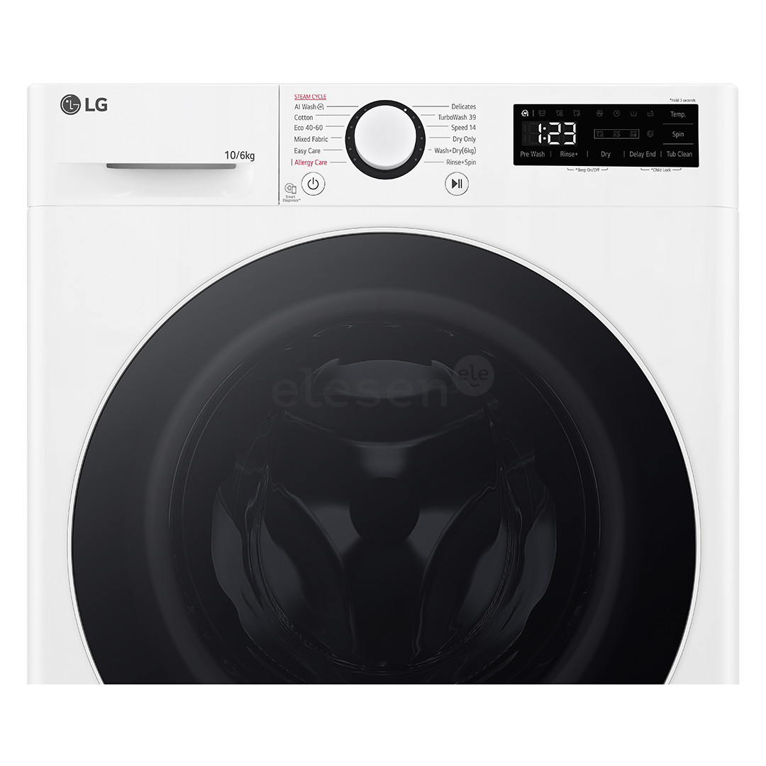 LG, 10 kg / 6 kg, depth 56.5 cm, 1400 rpm - Washer-Dryer Combo