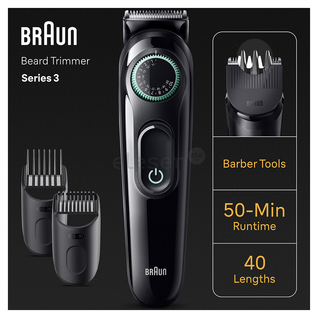 Braun Series 3 Beard Trimmer, juoda - Barzdaskutė