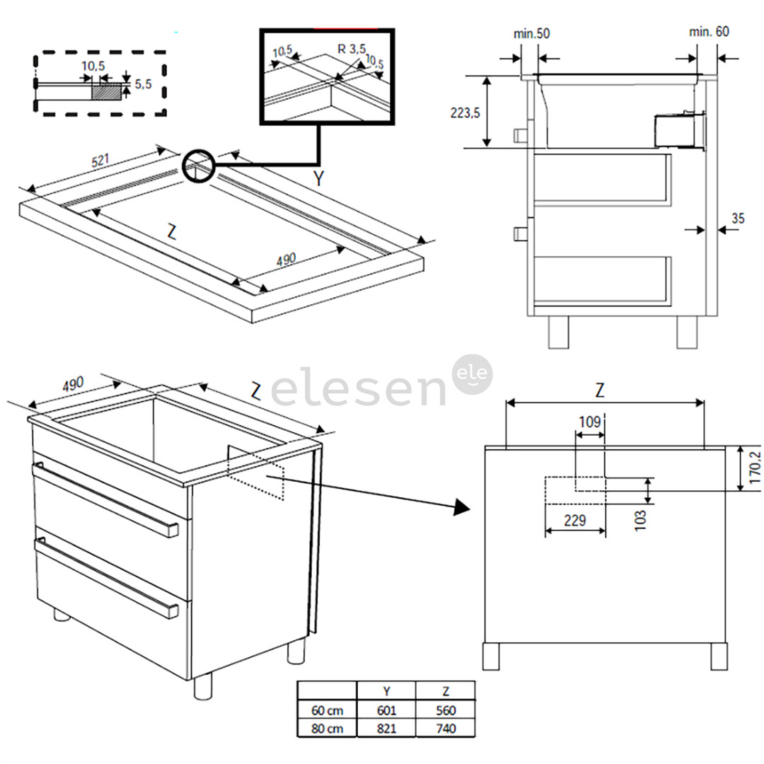 Beko, width 60 cm, black - Built-in induction hob with cooker hood