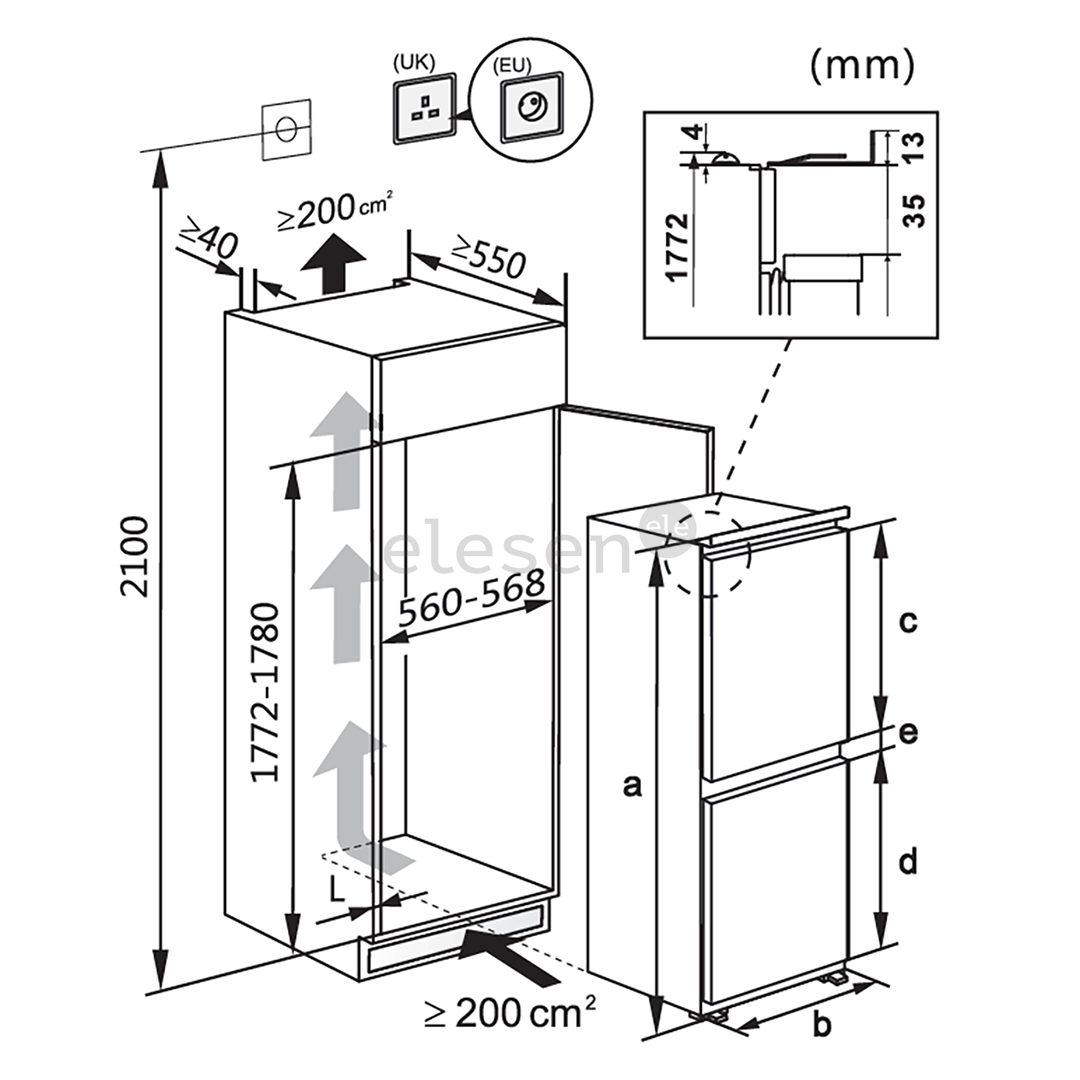 Įmontuojamas šaldytuvas Hisense RIB312F4AWF