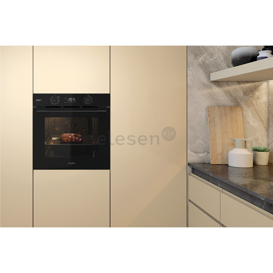 Whirlpool, 71 L, katalizinis valymas, juodas - Įmontuojama orkaitė - OMSK58CU1SB